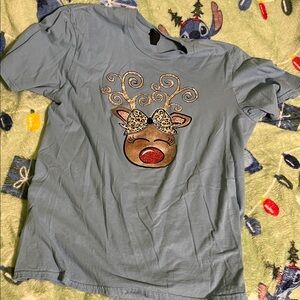 Blue Kids Reindeer Graphic T-Shirt